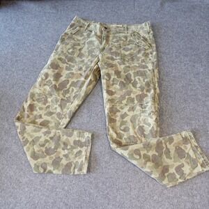 Lucky Brand The Cargo Camouflage Pants Womens 6/28 Green Brown Utility Straight